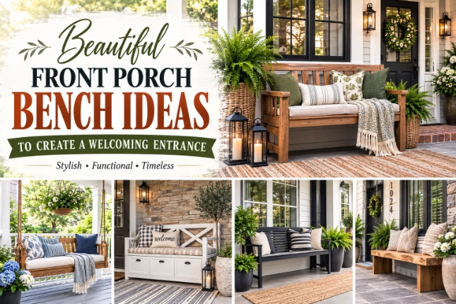 18 Stylish Front Porch Bench Ideas to Upgrade Your Entry