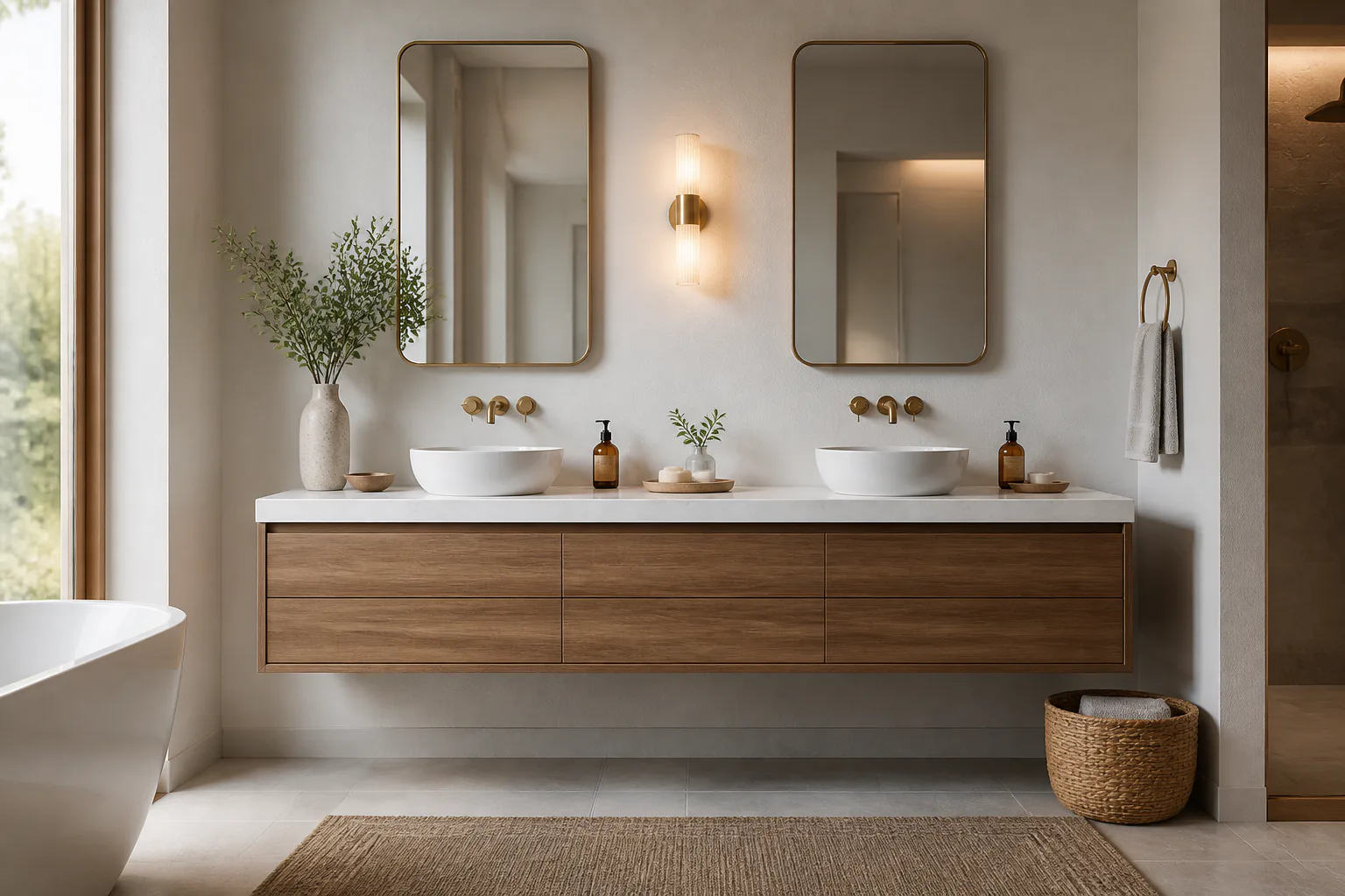 Modern double-sink bathroom vanity