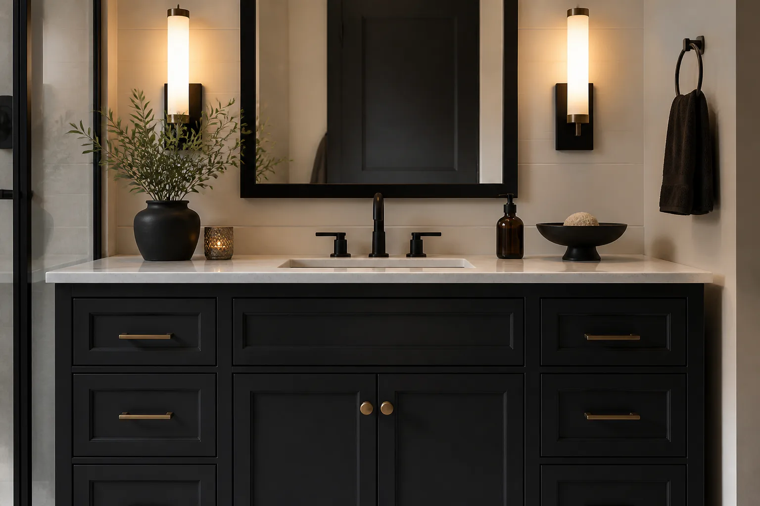 Modern black bathroom vanity