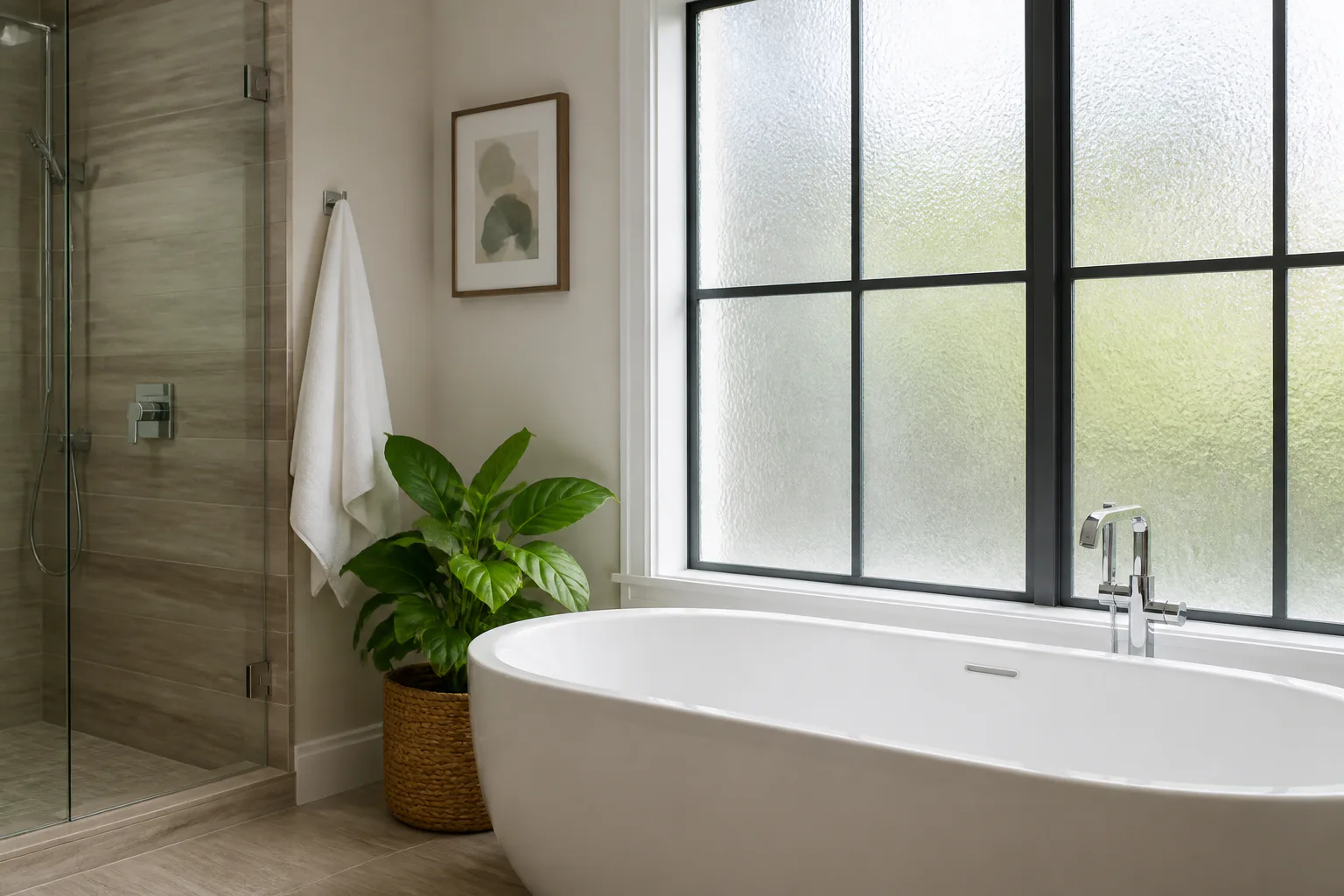 Modern bathroom with tub and shower