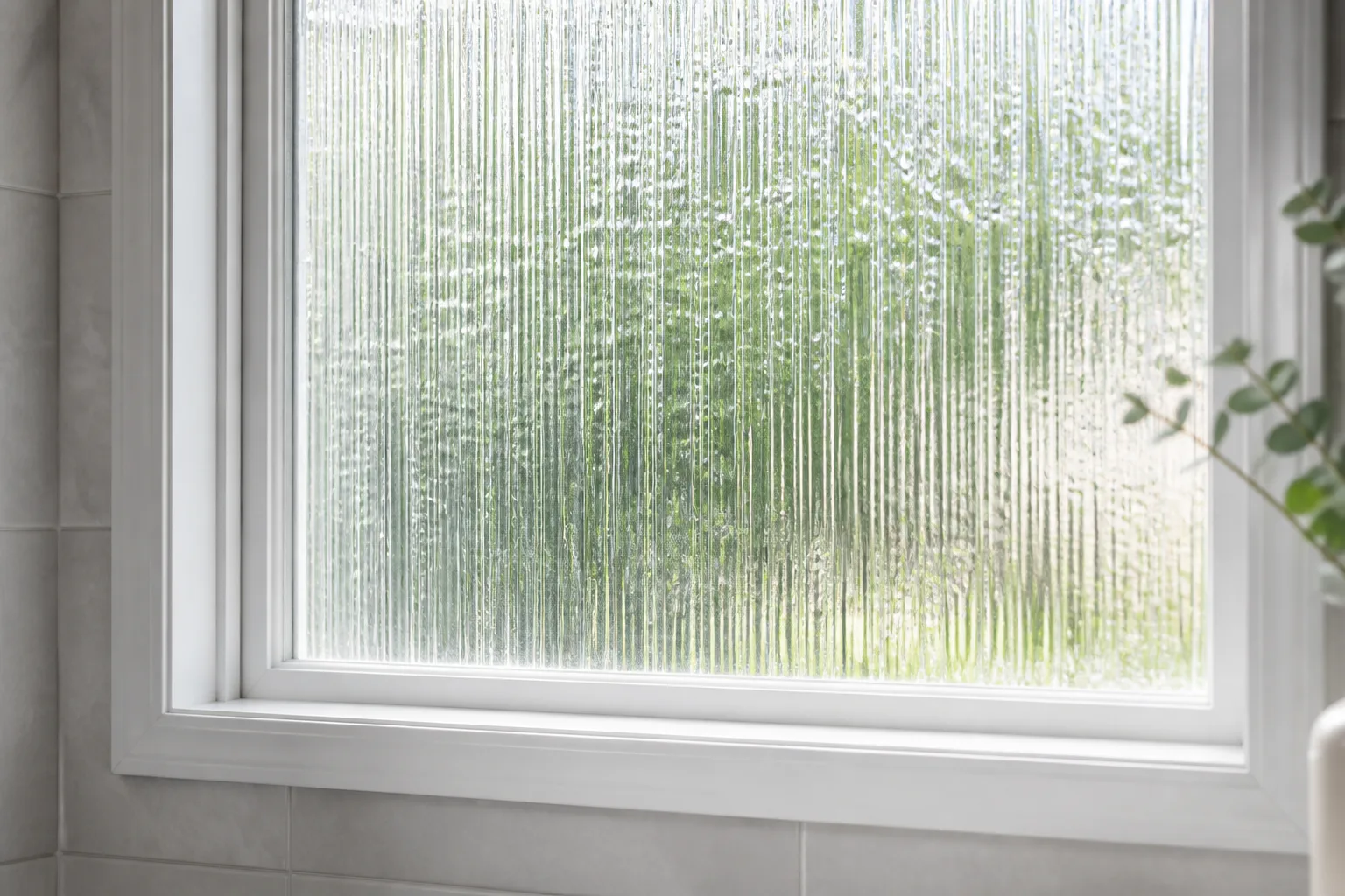 Textured frosted bathroom window