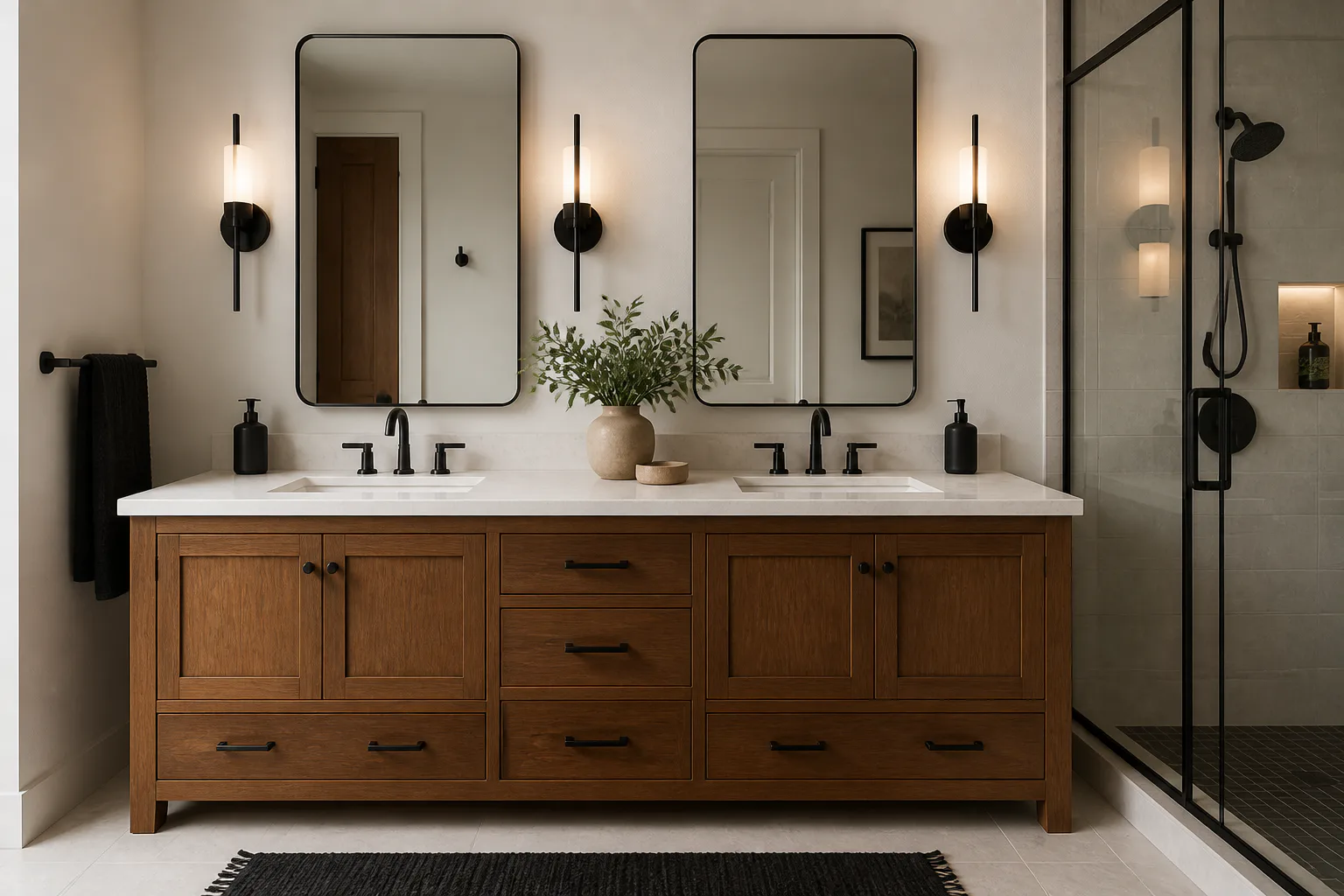 Modern double-sink bathroom vanity