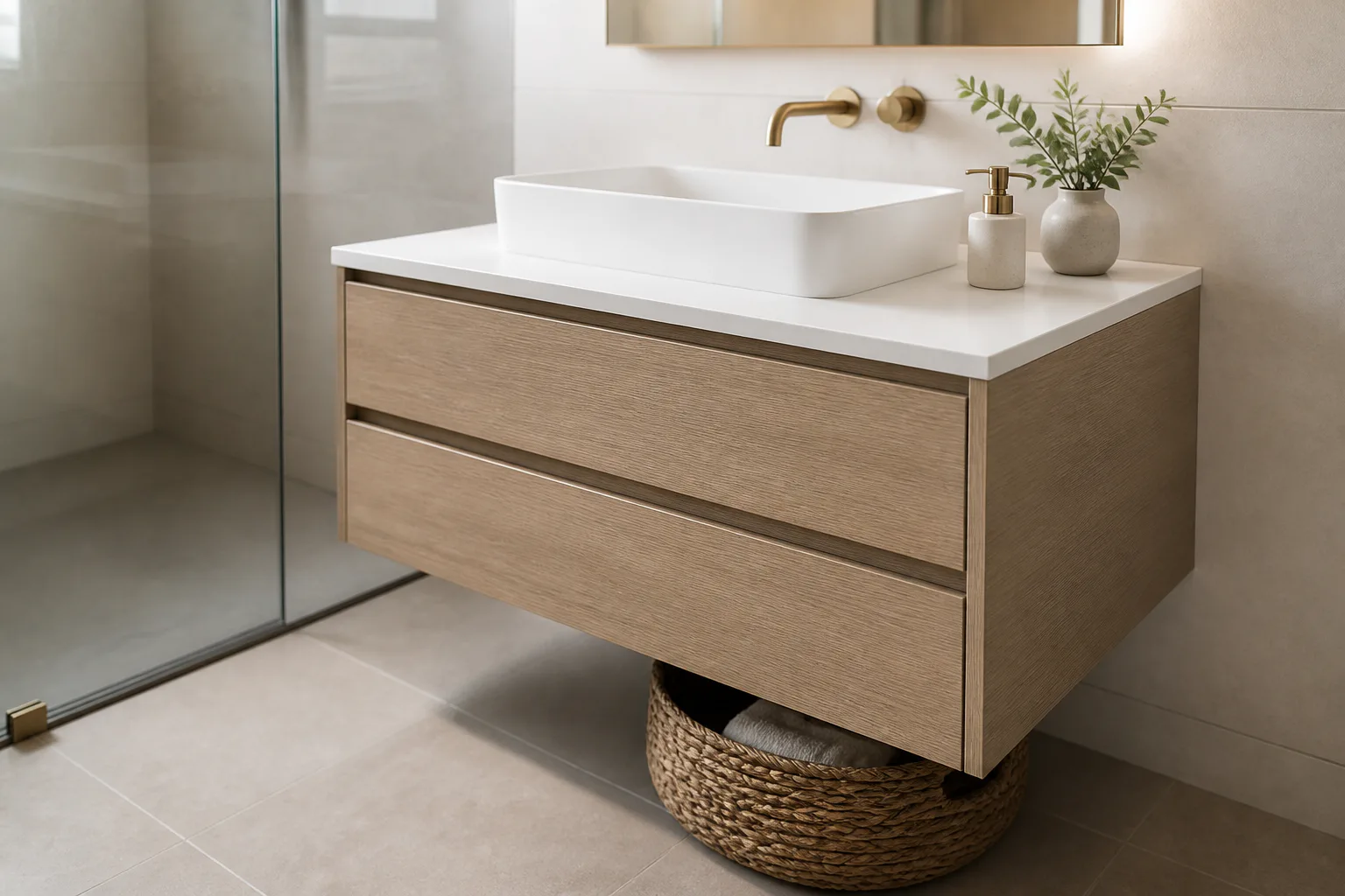 Modern bathroom vanity with sink