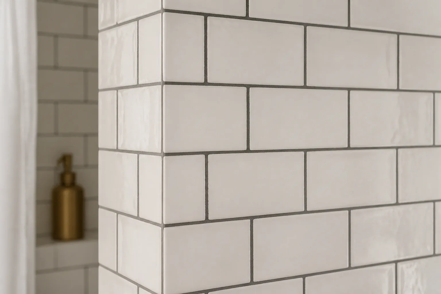 White subway tile bathroom wall