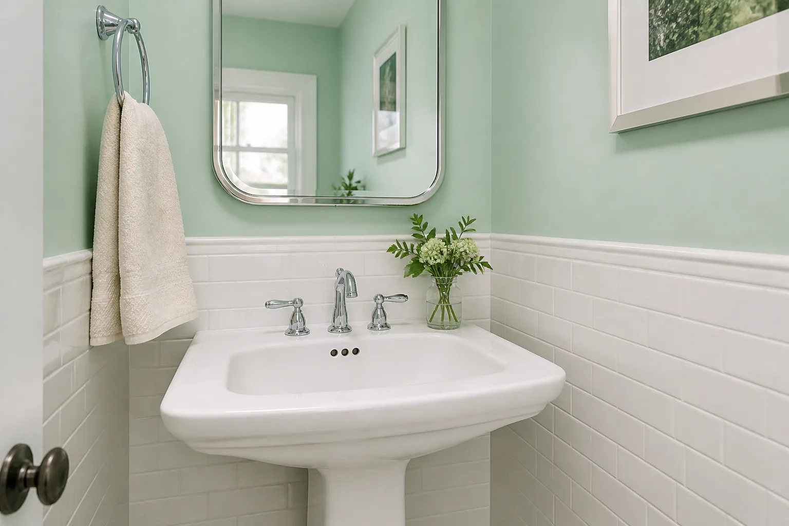 Small bathroom sink with mirror