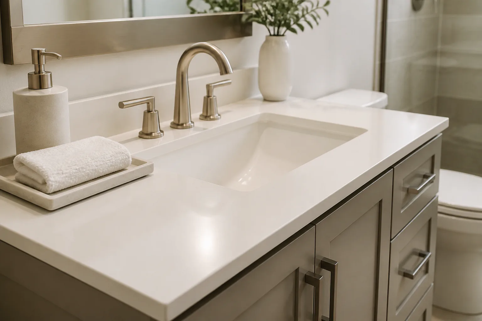 Modern bathroom sink and countertop
