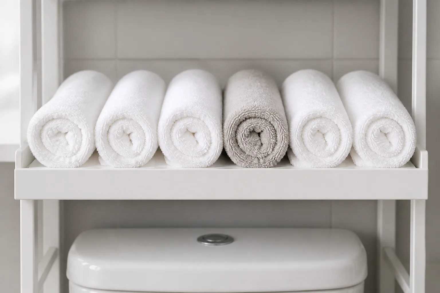 Rolled towels with one dirty towel