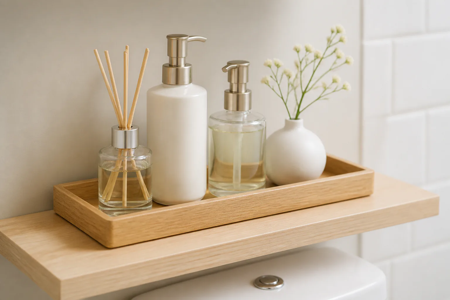 Bathroom tray with soap and diffuser